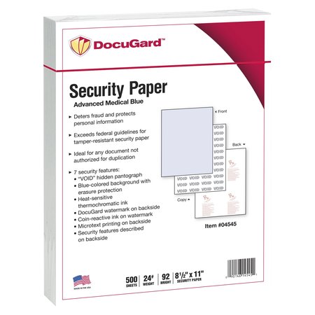 DOCUGARD Security Paper, 24 lb., Blue, PK500 PRB-04545